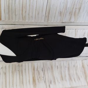 Jennifer Lopez Black Long Sleeve Mini Ruching V Neckline Small Dress